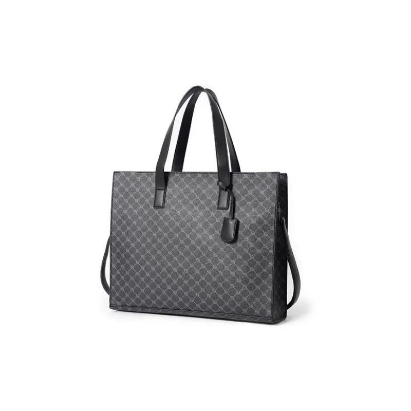 ALNI BITTON PU Handbag Shoulder Bag Crossbody Bag Regular Men's Black/Matte Gray/Textured Black/Plaid-18