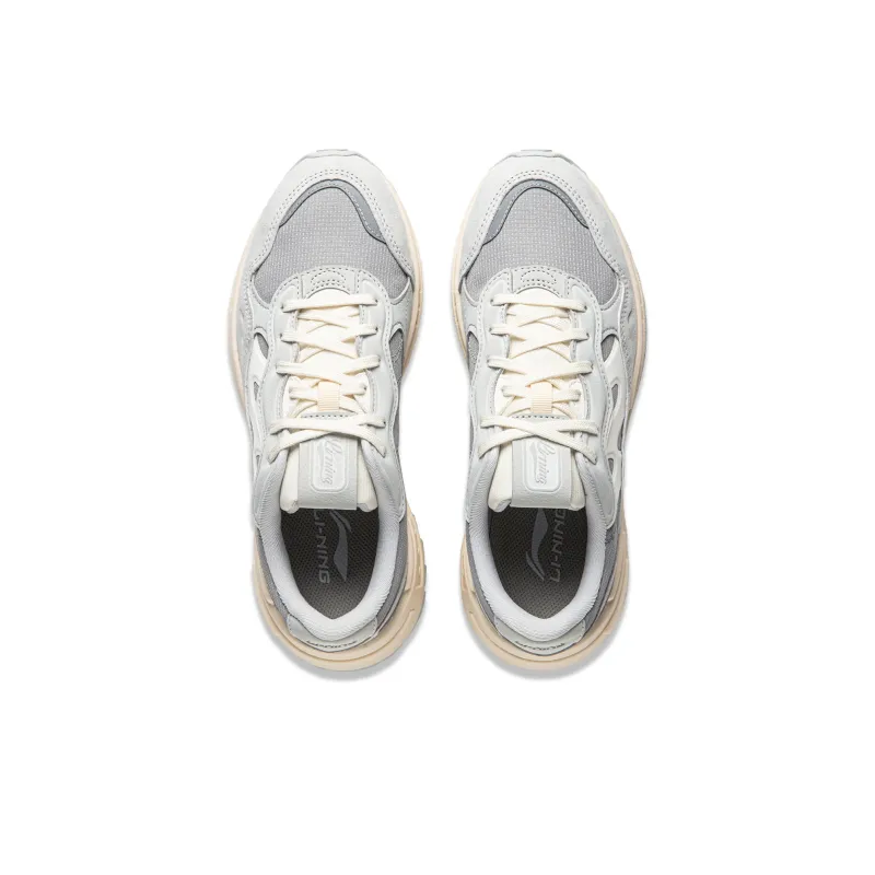 LiNing ChengFeng Anti-Slip And Wear-Resistant Cushioning Height Increasing Low-Top Casual Shoes Women's Gray-4