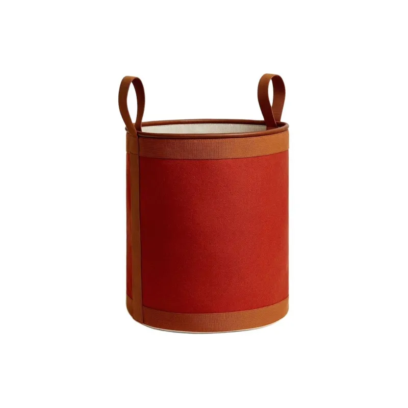 HERMES Wooly Canvas Canvas Bag Bucket Bag Handbag Women's Orange And Brown-1