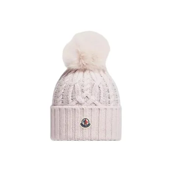 Moncler Wool Cashmere Modified Acrylic Acrylic Polyester Beanies Women's Pink