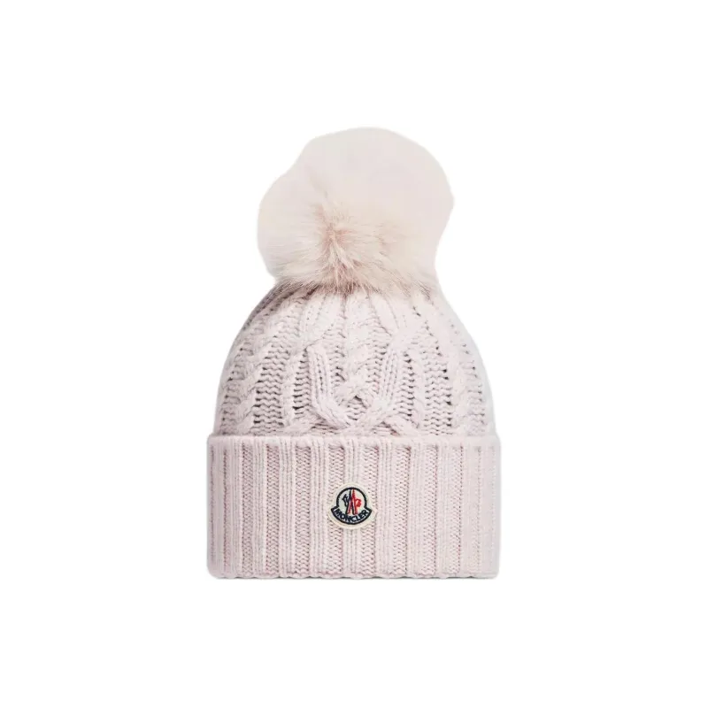 Moncler Wool Cashmere Modified Acrylic Acrylic Polyester Beanies Women's Pink-0