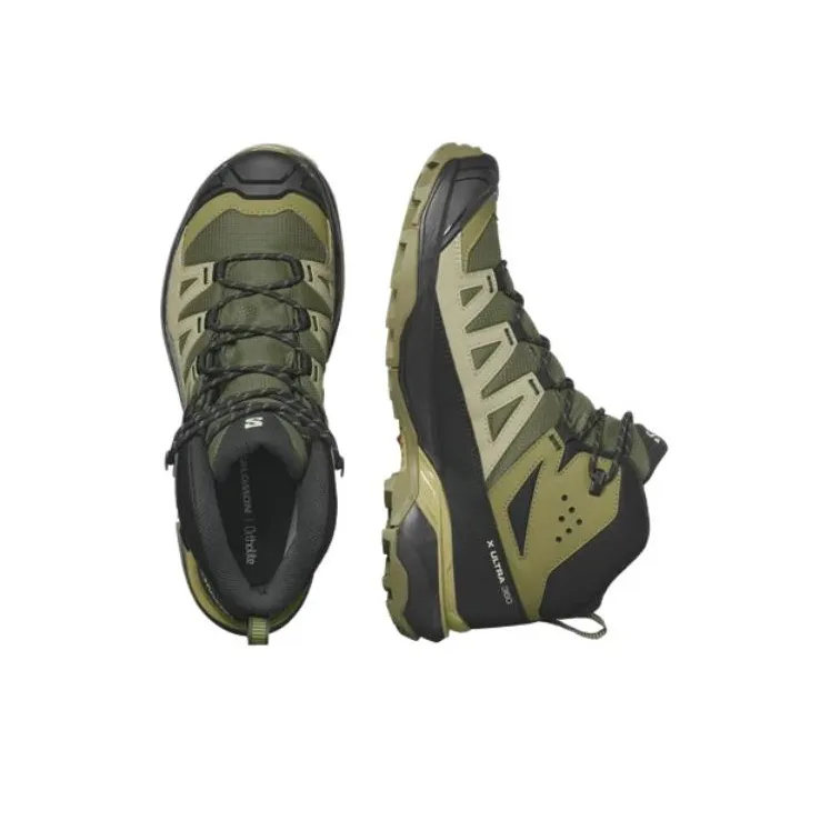 SALOMON MID GORE TEX Cushioning Wear Resistant Mid Top Hiking/Trekking Shoes Men's Green Black-2