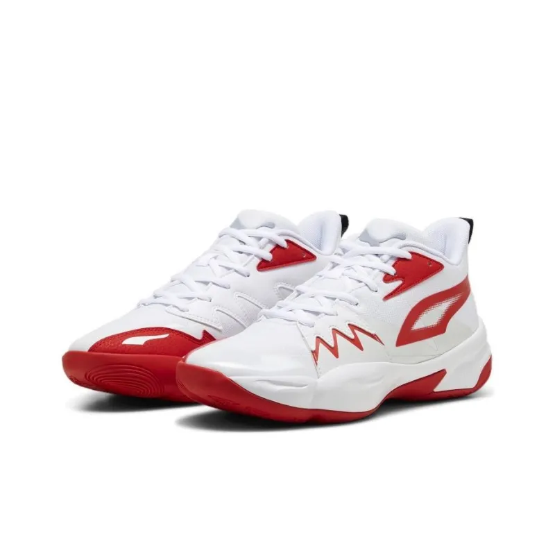 PUMA Genetics Slip Resistant Low Top Basketball Shoes Unisex White Red-3