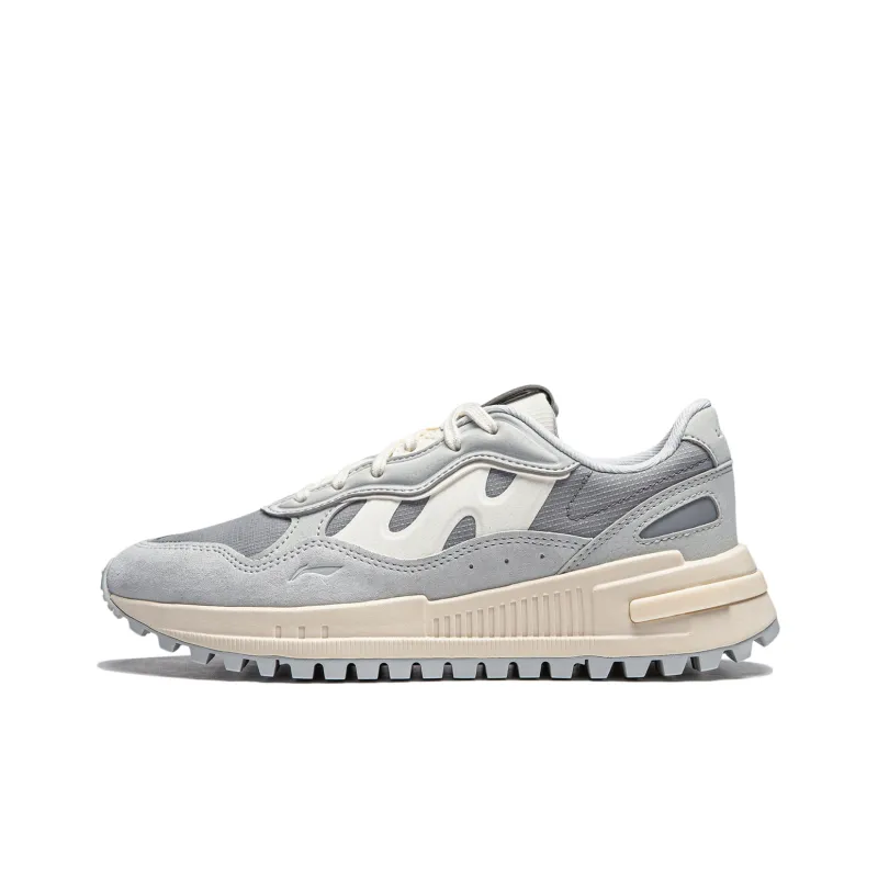 LiNing ChengFeng Anti-Slip And Wear-Resistant Cushioning Height Increasing Low-Top Casual Shoes Women's Gray-0