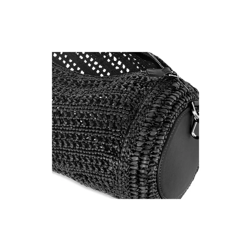 LOEWE Raffia With Calfskin Crossbody Handbag Shoulder Bag Women's Black-5