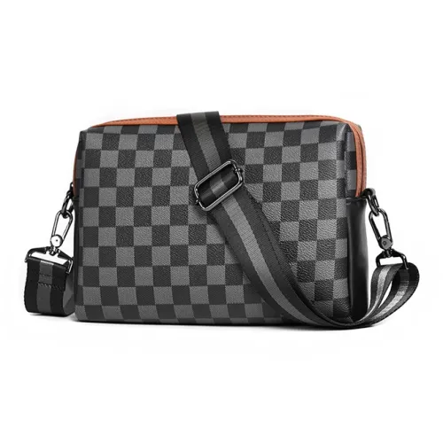 ALNI BITTON Synthetic Leather, Textile Shoulder Bag, Crossbody bag 205w3090 Regular Men's Black Square