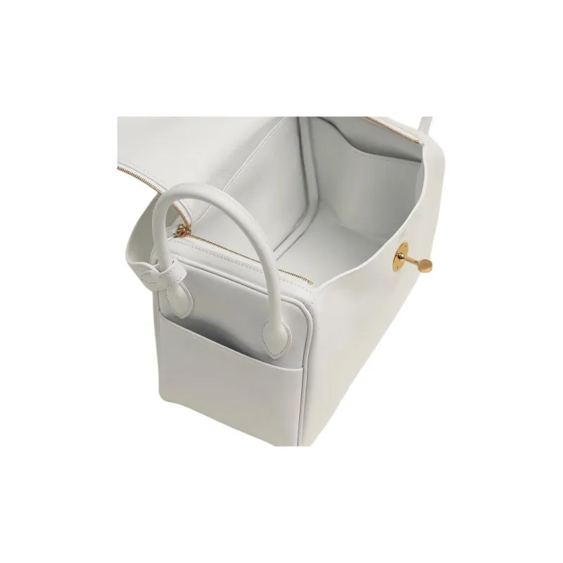 HERMES Lindy Evercolor Calfskin Portable Crossbody Bag, Shoulder Bag Women's 0U New White New White-3