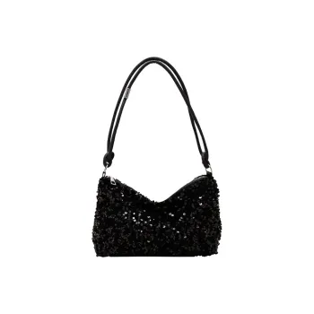 Dusen Kangaroo Sequins Shoulder Bag Women's Black/Silver