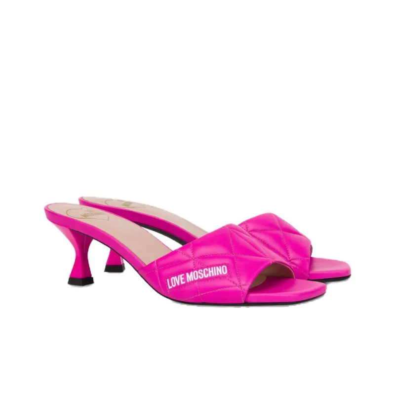 LOVE MOSCHINO Logo-print 65mm Quilted Mules-2