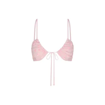 SKIMS Valentine's Day Collection SHEER VELVET TIE FRONT BRALETTE Bra Women's BABY PINK/Light Pink