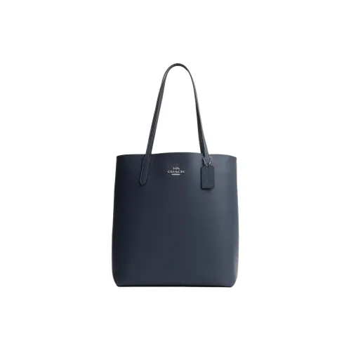 COACH Leather Tote Bag, Shopping Bag, Handbag, Shoulder Bag Large Size Women's Marine Blue