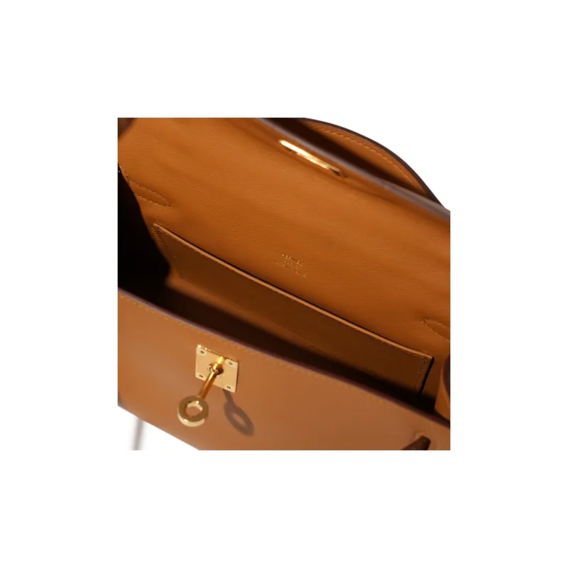 HERMES Mini Kelly Swift Leather Kelly Bag Handbags Women's 2S Sesame-5
