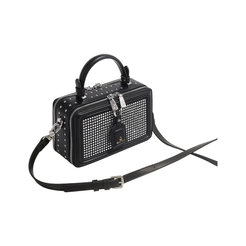 MISS GAIL Artificial Leather Handbag Shoulder Bag Crossbody Bag Medium Size Women's Diamond Black-3