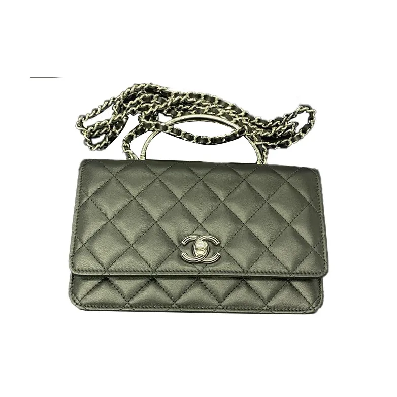 CHANEL WOC Lambskin Flap Bag, Shoulder Bag, Crossbody Bag Women's Green-0