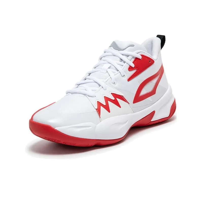 PUMA Genetics Slip Resistant Low Top Basketball Shoes Unisex White Red-2