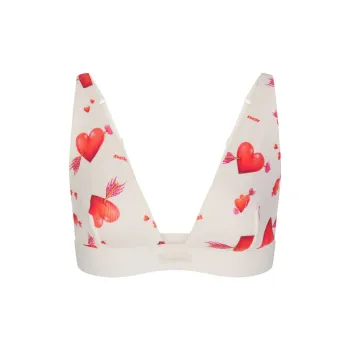 SKIMS Valentine's Day Collection COTTON RIB PLUNGE BRALETTE Bra Women's MARBLE HEART AND ARROW/Marble Heart And Arrow