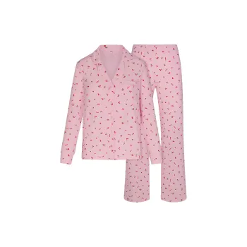 SKIMS Valentine's Day Collection SOFT LOUNGE SLEEP SET Pajama Set Women's Cherry Blossom Print