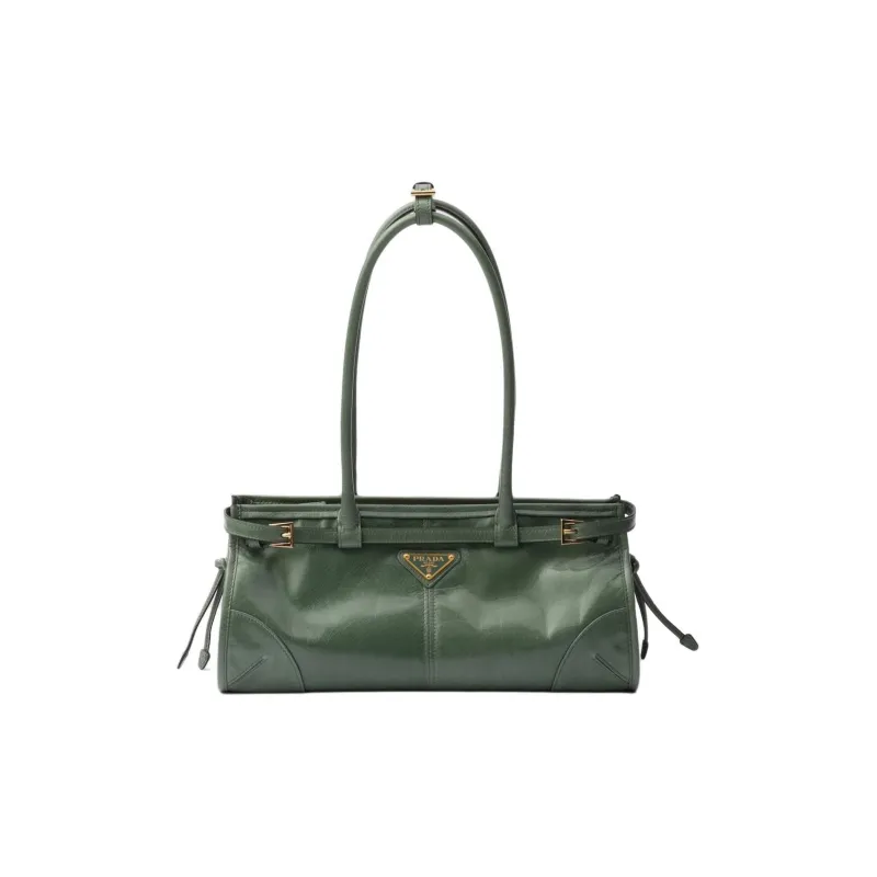 PRADA Leather One Shoulder Handbag Medium Size Women's Sage Green-0