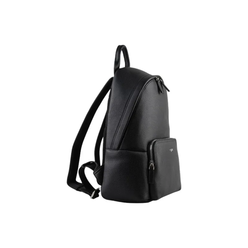 POURCHET Top Grain Cow Leather Computer Backpack Business Backpack Large Size Men's Black-1