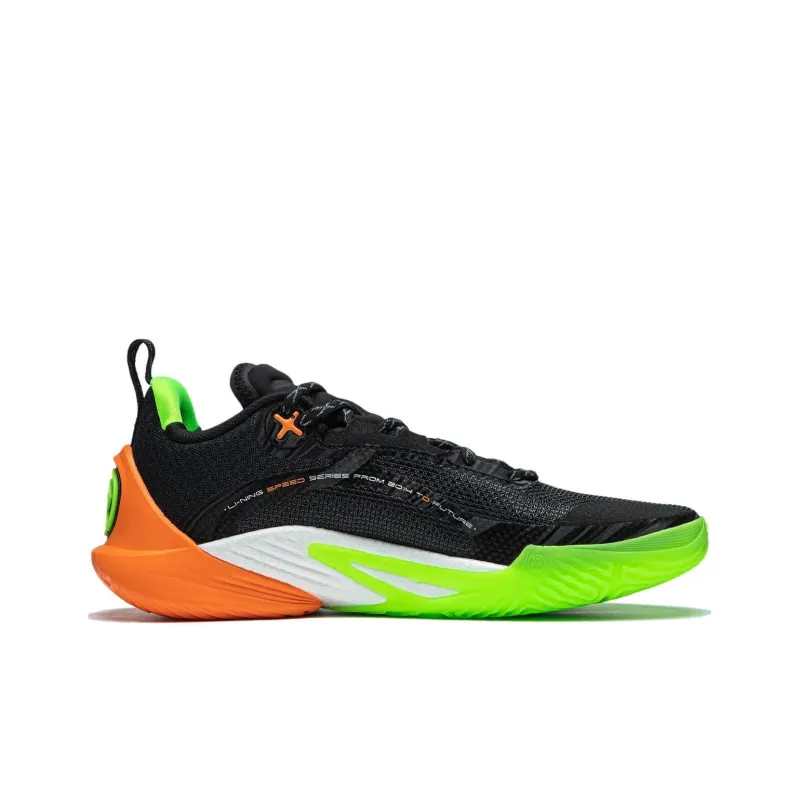 LINING Speed 10 Basketball Shoes Men Low Top Black Green Orange-1