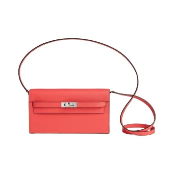 HERMES Kelly To Go Evercolor Leather Wallets Handheld Shoulder Bag Crossbody Bag Women's Texas Red