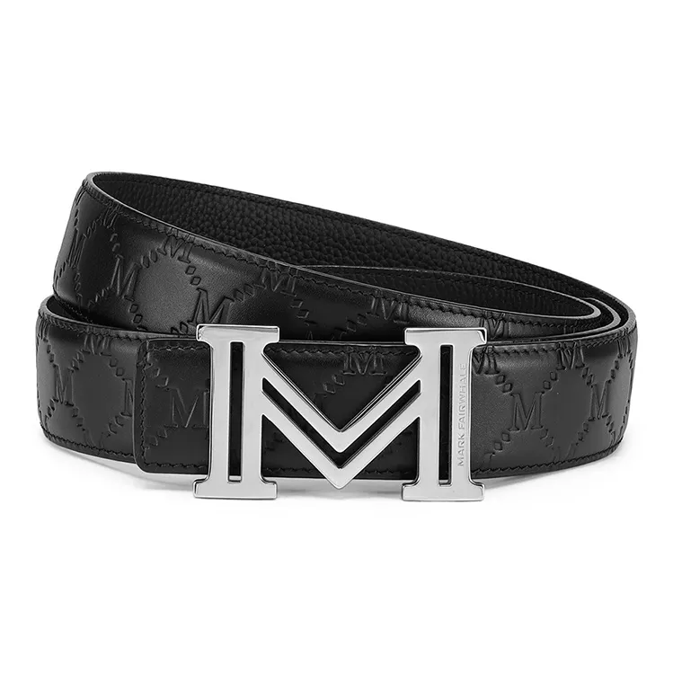 FAIRWHALE Brand Logo Head Solid Color Plate Buckle Cow Leather Belts Men's Width 3.5CM-5