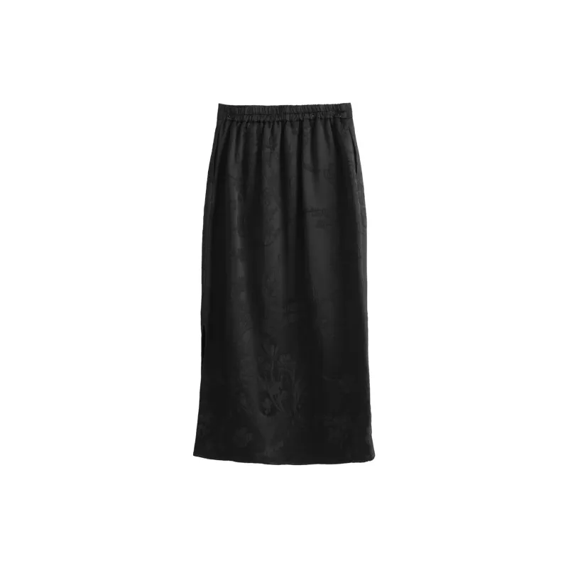 Olrain Casual Long Skirt Women's Black-1