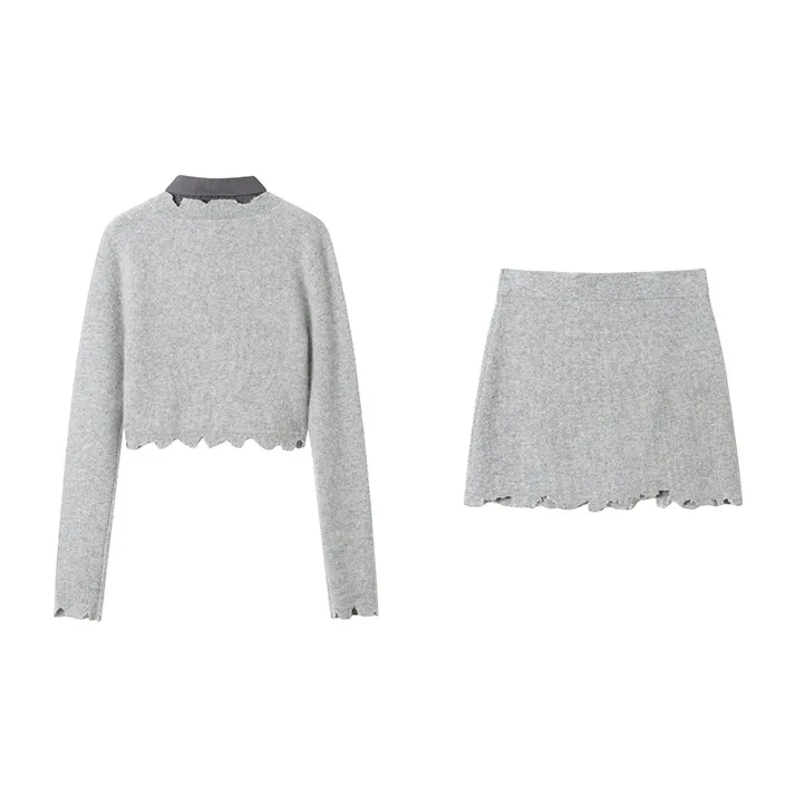 ANDREA MARTIN Skirt Set Women's Gray-1