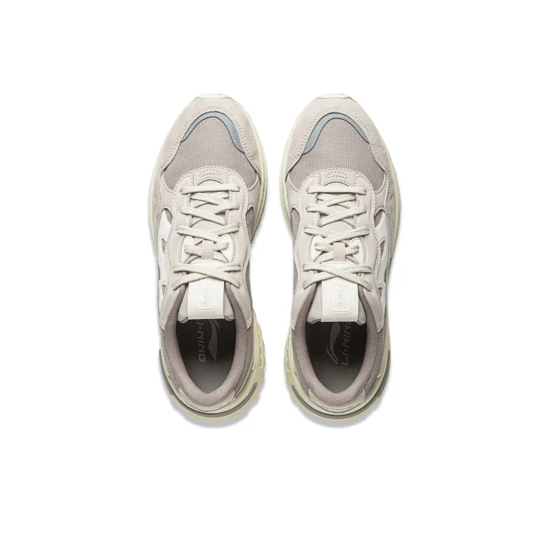 LiNing ChengFeng Anti Slip And Wear Resistant Cushioning Height Increasing Low Top Casual Shoes Men's Rock Ridge Gray-3