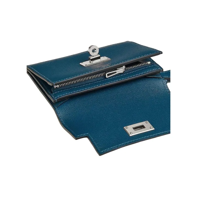 HERMES Kelly Pocket Madame Leather With Calfskin Calfskin Clutches Wallets Women's S4 Deep Blue Dark Blue-2