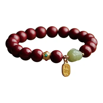Yi Mingju Reconstructed Cinnabar Jade Bracelets Unisex