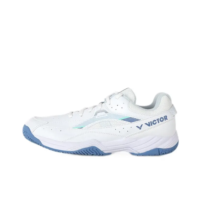 VICTOR Abrasion Resistant Low Top Badminton Shoes Unisex White Blue-0