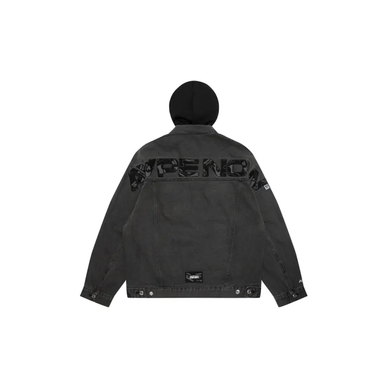 Aape By *A Bathing APE® Logo appliqué Hooded Denim Jacket-4