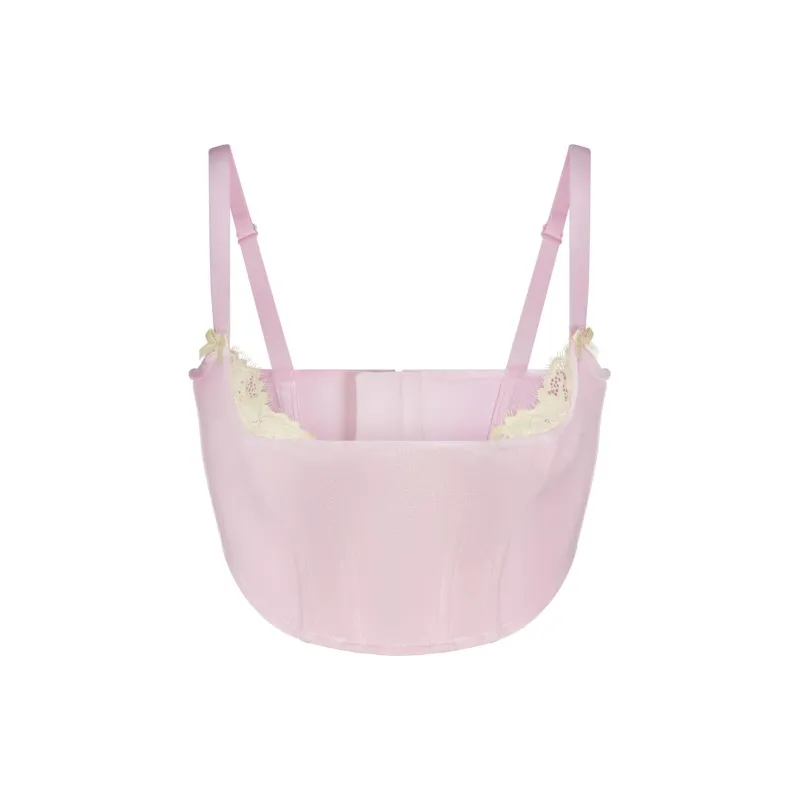 SKIMS Valentine's Day Collection VELVET LACE CORSET Bra Women's CHERRY BLOSSOM/Cherry Blossom-0