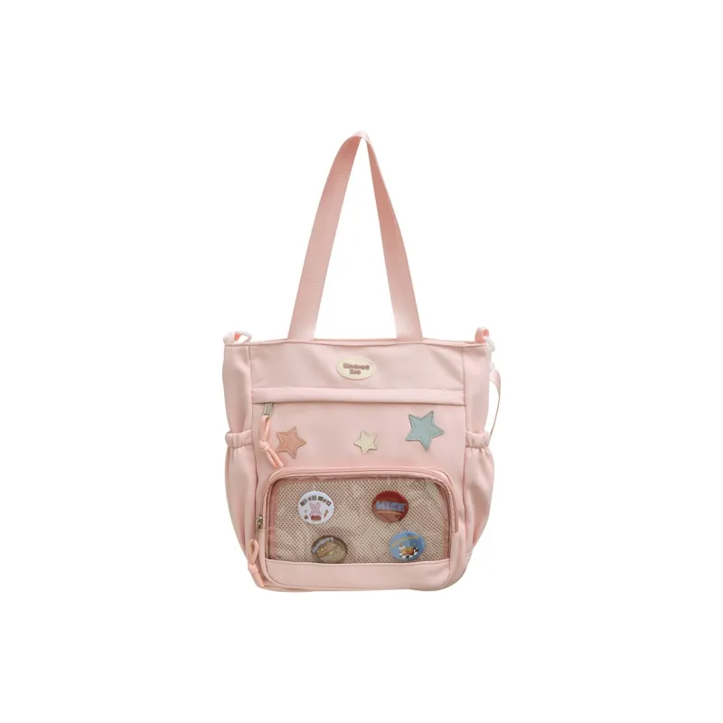 FAMAN Cotton Shoulder Bag Women's Black/White/Khaki/Black/Pink-17