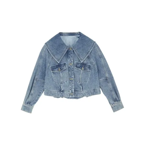 MSLAN Denim Jackets Women's Enamel Blue Ceramic