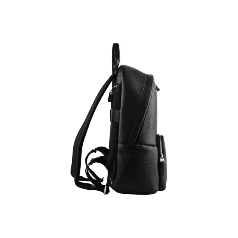 POURCHET Top Grain Cow Leather Computer Backpack Business Backpack Large Size Men's Black-2