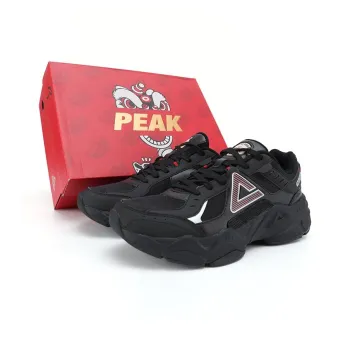 PEAK Classic Heritage Taichi Source Awakening Cushioning Height Increasing Low Top Chunky Sneakers Men's Black/Red