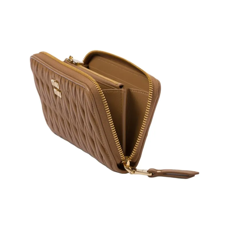 MIU MIU Leather Wallet Tubas Women's Caramel-3