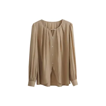 Olrain SS24 Chiffon Shirts Women's Milk Tea Beige