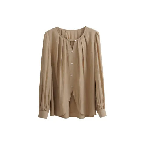 Olrain SS24 Chiffon Shirts Women's Milk Tea Beige