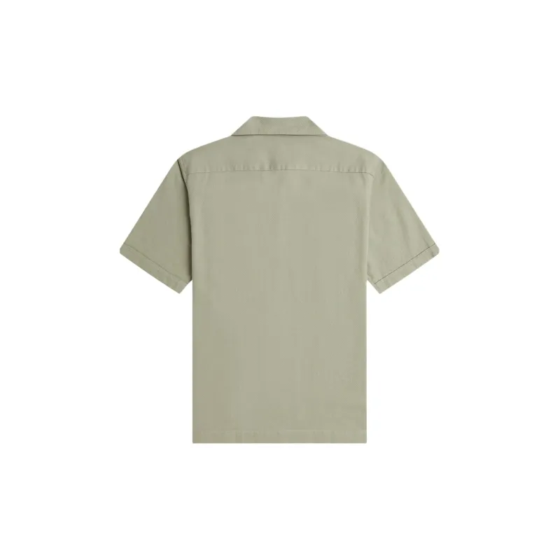 FRED PERRY Linen-Blend Revere Collar Shirt Shirt Men's Seagrass Color-1