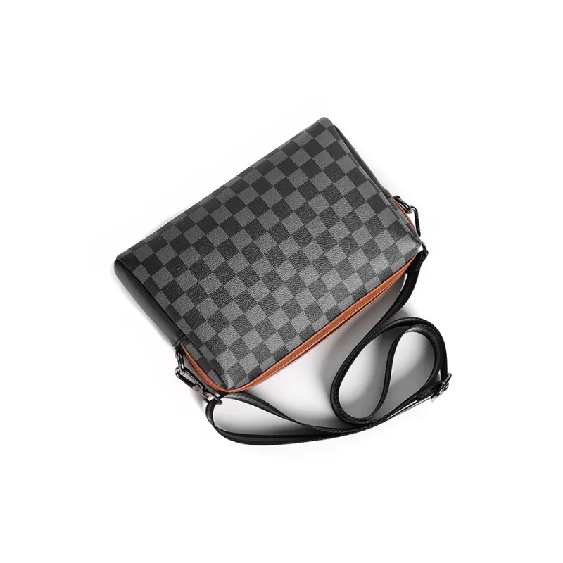 ALNI BITTON Synthetic Leather, Textile Shoulder Bag, Crossbody Bag Regular Men's Black Square-4