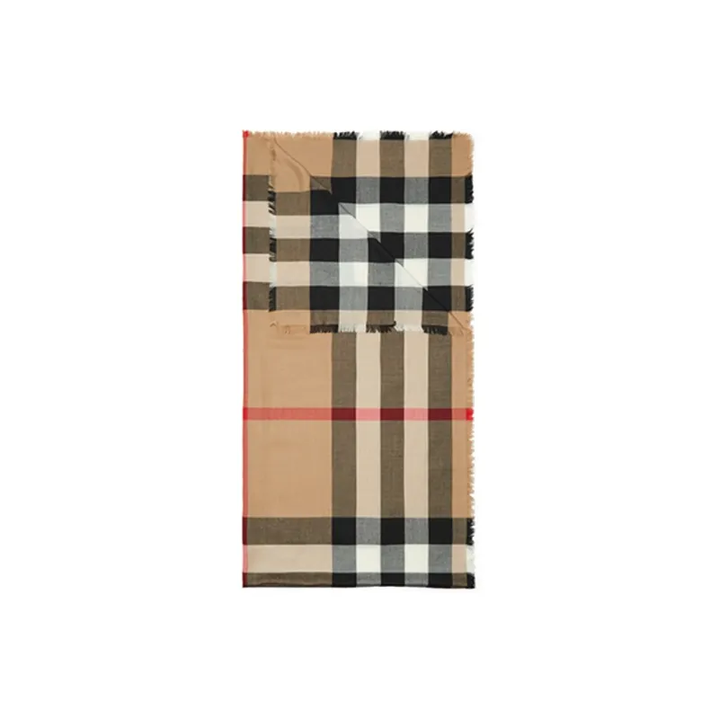 Burberry Striped Intarsia Fringed Scarf-0