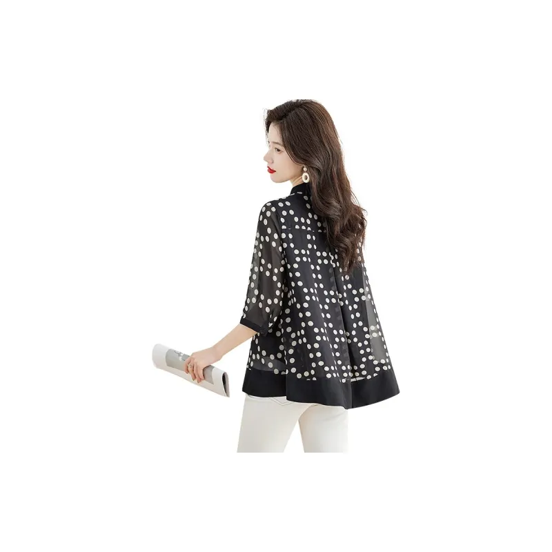 Cypress House Shirt Women's Black Sole Beige Polka Dot-1