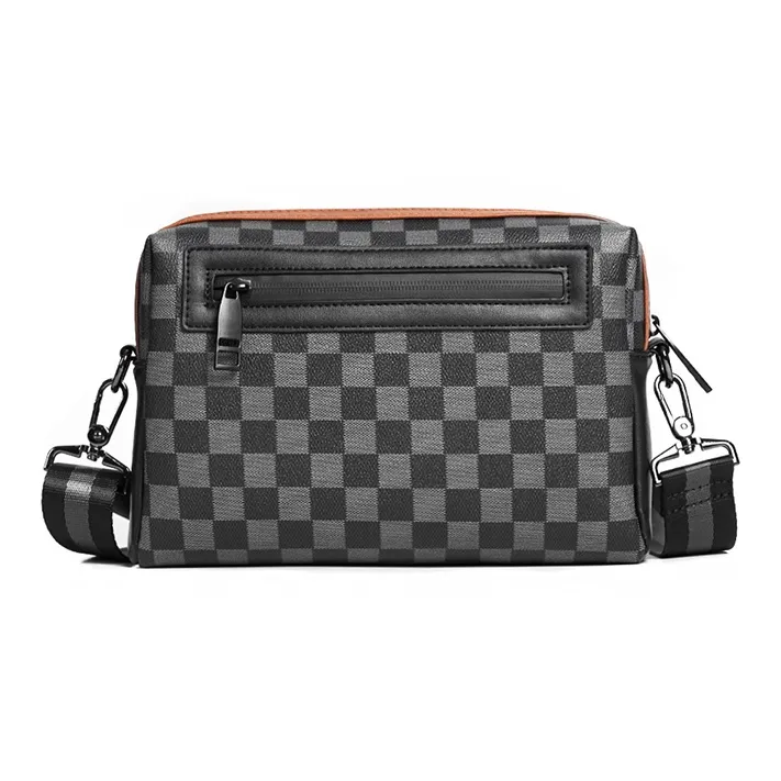 ALNI BITTON Synthetic Leather, Textile Shoulder Bag, Crossbody Bag Regular Men's Black Square-1