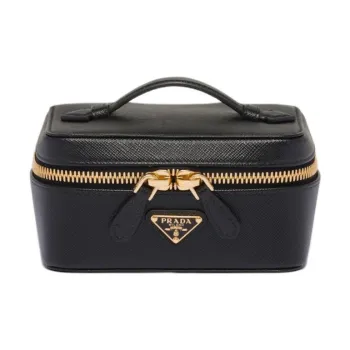 PRADA Leather Handbag Makeup Bag Women's Black