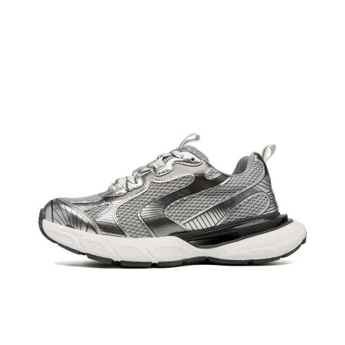 TRUMPPIPE Chunky Sneakers Men Low-Top Gray/White