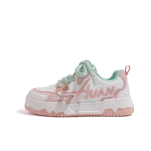 HUANQIU Wear Resistant Low Top Skateboard Shoes Women's White Pink
