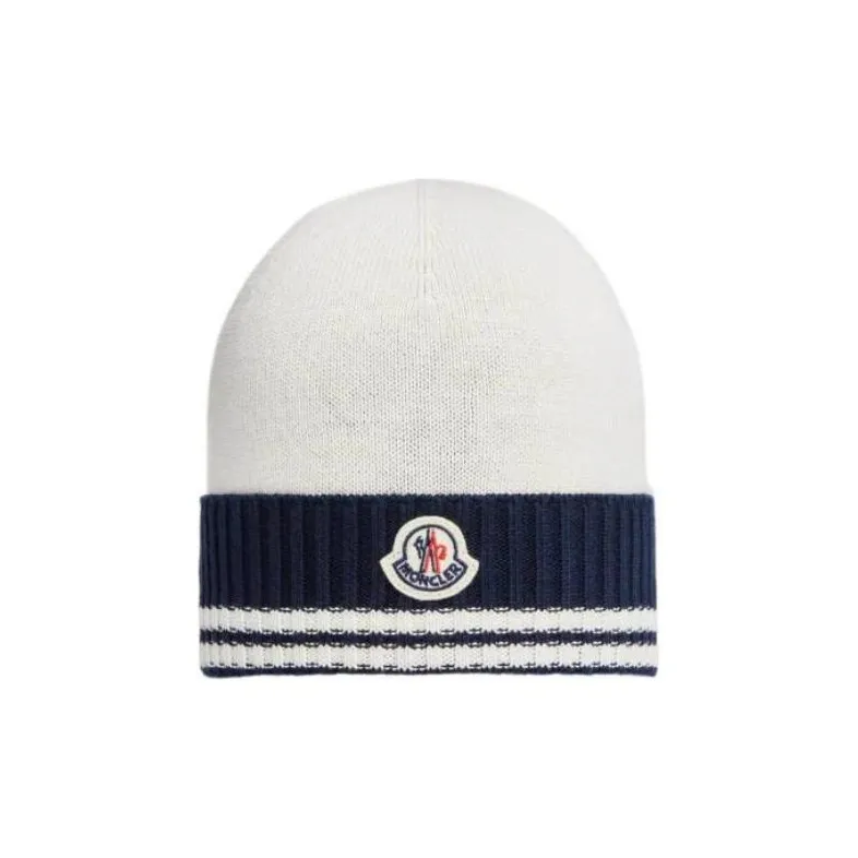 Moncler Logo patch Striped edge Beanie-0